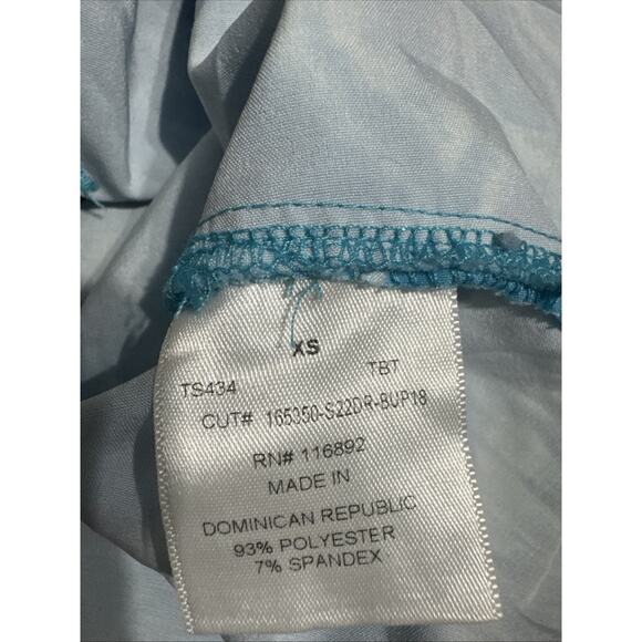 Easy Stretch Blue Floral Scrub Top XS - Picture 3 of 5